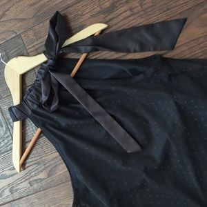 RINASCIMENTO I Black Satin & Mesh Polka Dot & Bow A-Line Sleeveless Tank Top, S